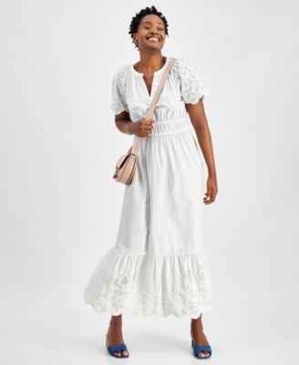 On 34th Womens Cotton Embroidered Midi Dress, Created for Macys Product Image