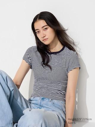 Womens Mini T-Shirt Striped Navy 2XS UNIQLO US Product Image