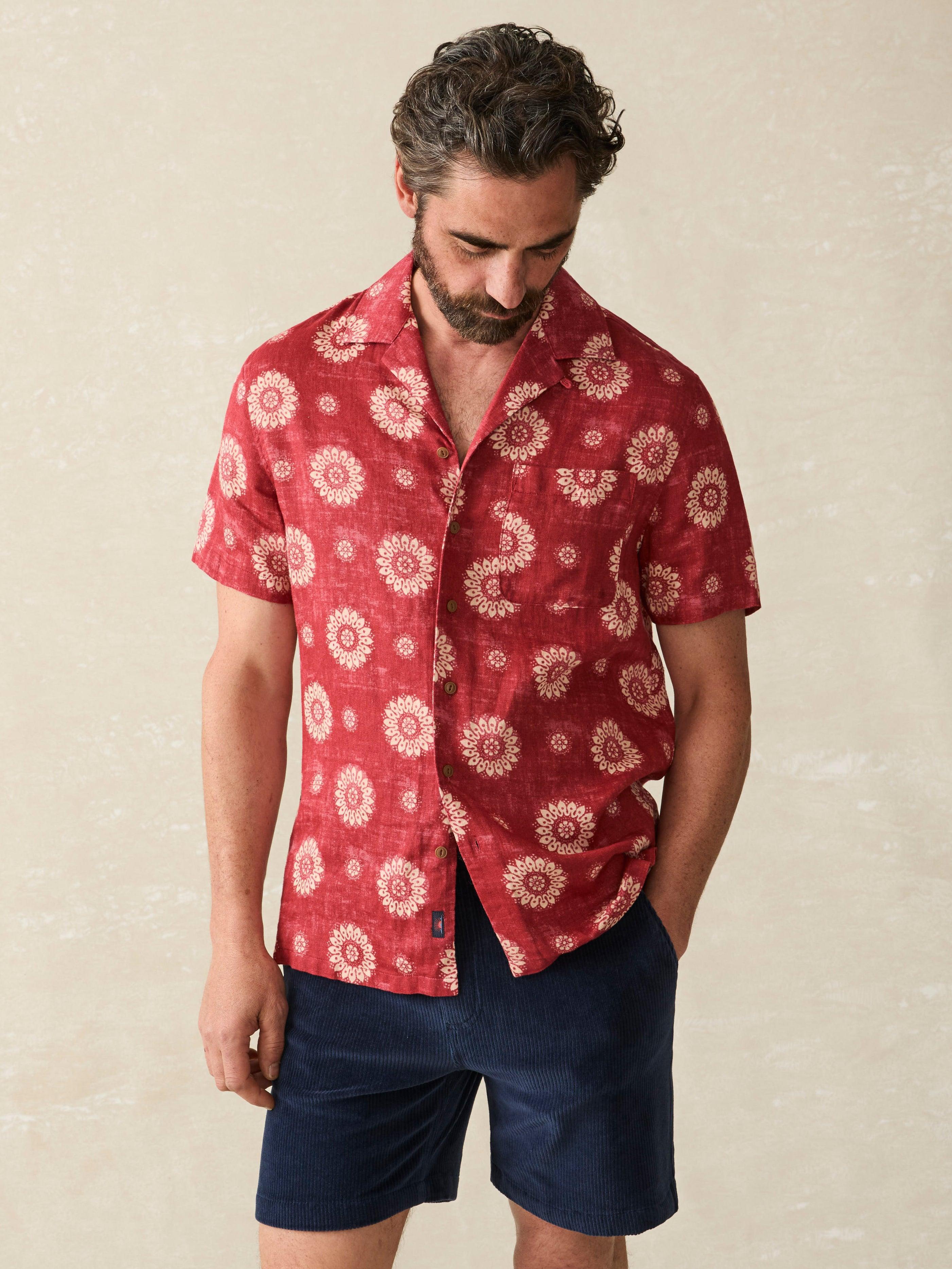 Short-Sleeve Hemp Blend Camp Shirt - Sun Blossom Male Product Image