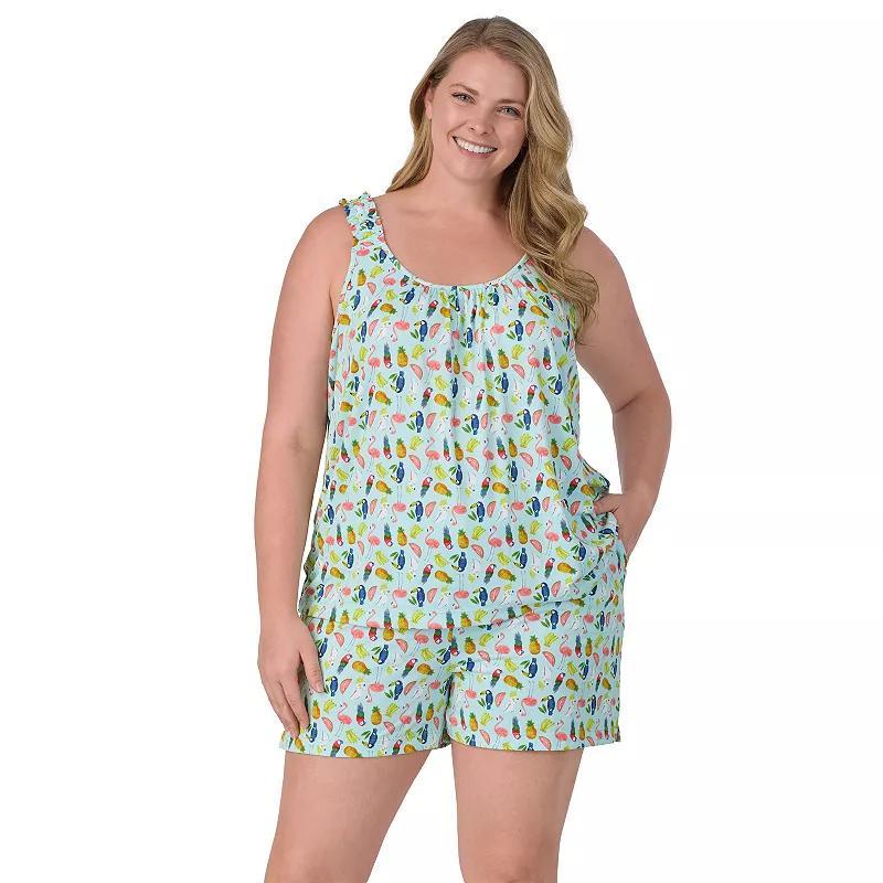 Plus Size Cuddl Duds Cozy Pajama Tank And Pajama Shorts Set, Womens Product Image