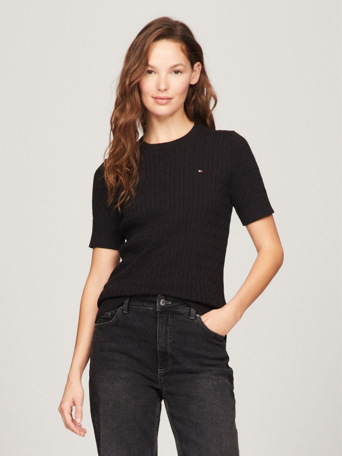 Tommy Hilfiger Women's Short-Sleeve Cable Knit Sweater Product Image