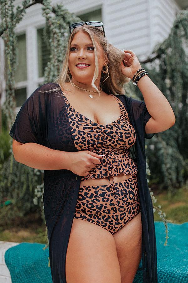 New Shores Midrise Reversible Bikini Bottoms in Leopard Print Curves Product Image