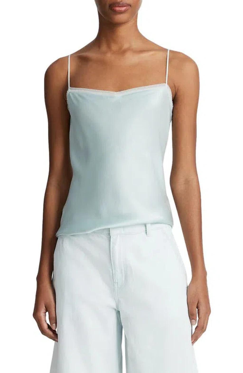 VINCE Women's Layered Chiffon Trim Cami In Sea Star Product Image