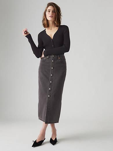 Button Midi Skirt Product Image