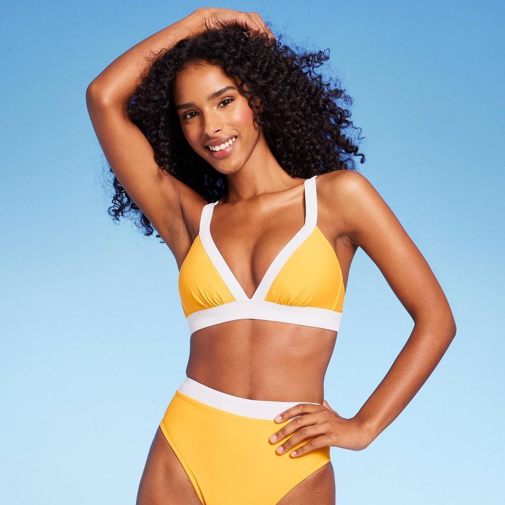 WomensWide Band Triangle Bikini Top - Shade & Shore Gold M: Sporty Style, Adjustable Straps, Removable Cups Product Image