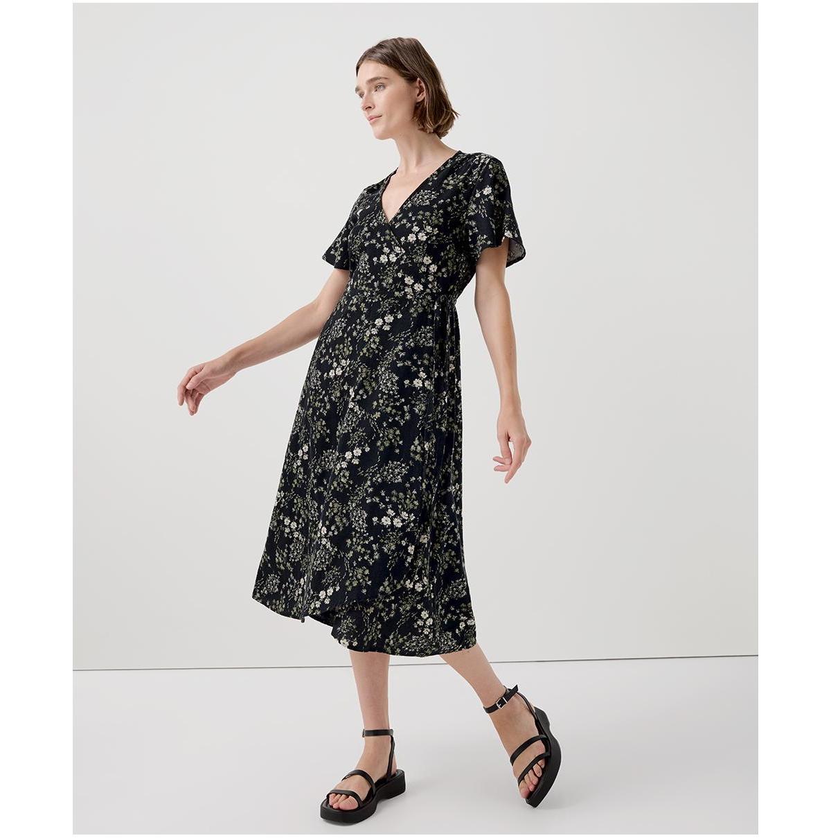 Pact Womens Organic Cotton Cafe Crepe Wrap Dress Product Image