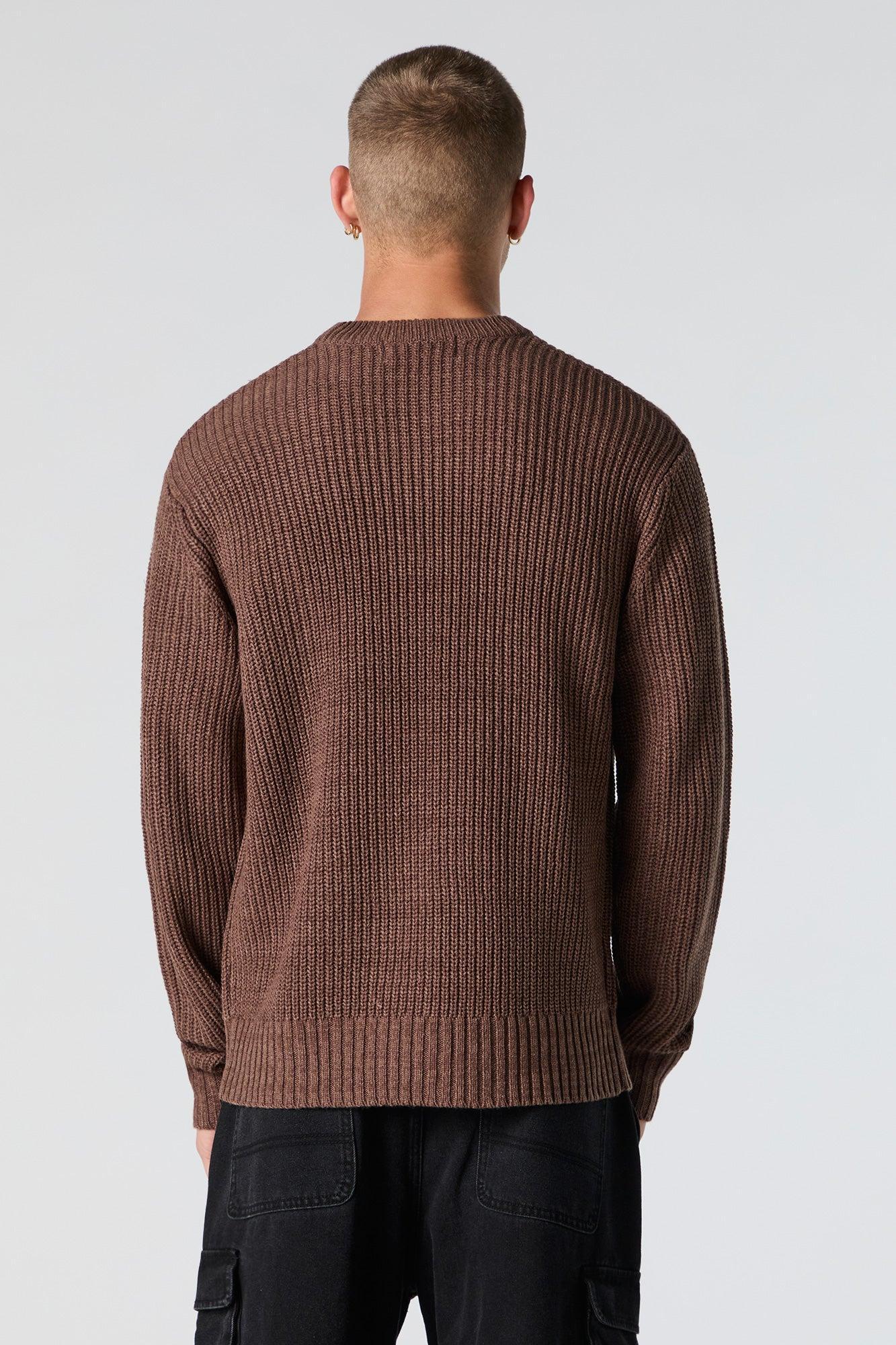 Ribbed Knit Crewneck Sweater Male Product Image