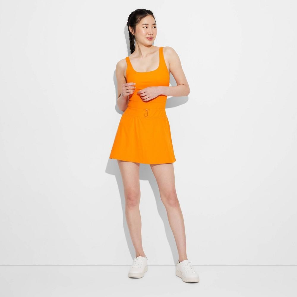 Womens Game Day Ribbed Tank Active Dress - JoyLab Orange L Product Image