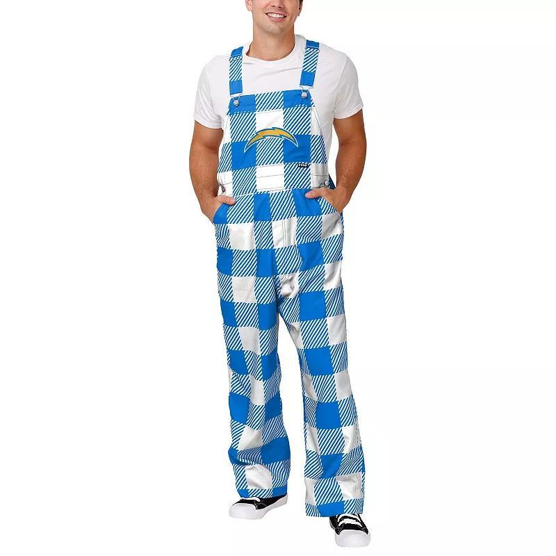 Mens FOCO Powder Blue Los Angeles Chargers Big Logo Plaid Overalls Product Image