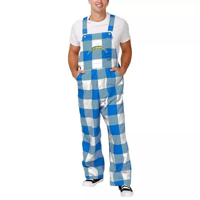 Mens FOCO Powder Blue Los Angeles Chargers Big Logo Plaid Overalls Product Image