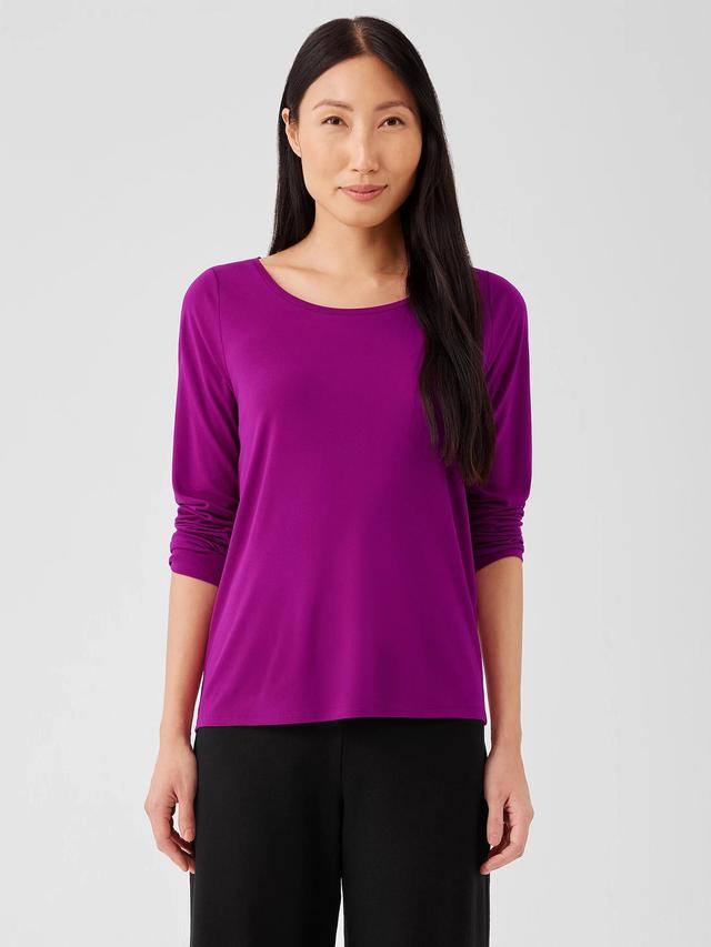 EILEEN FISHER Stretch Silk Jersey Scoop Neck Topfemale Product Image