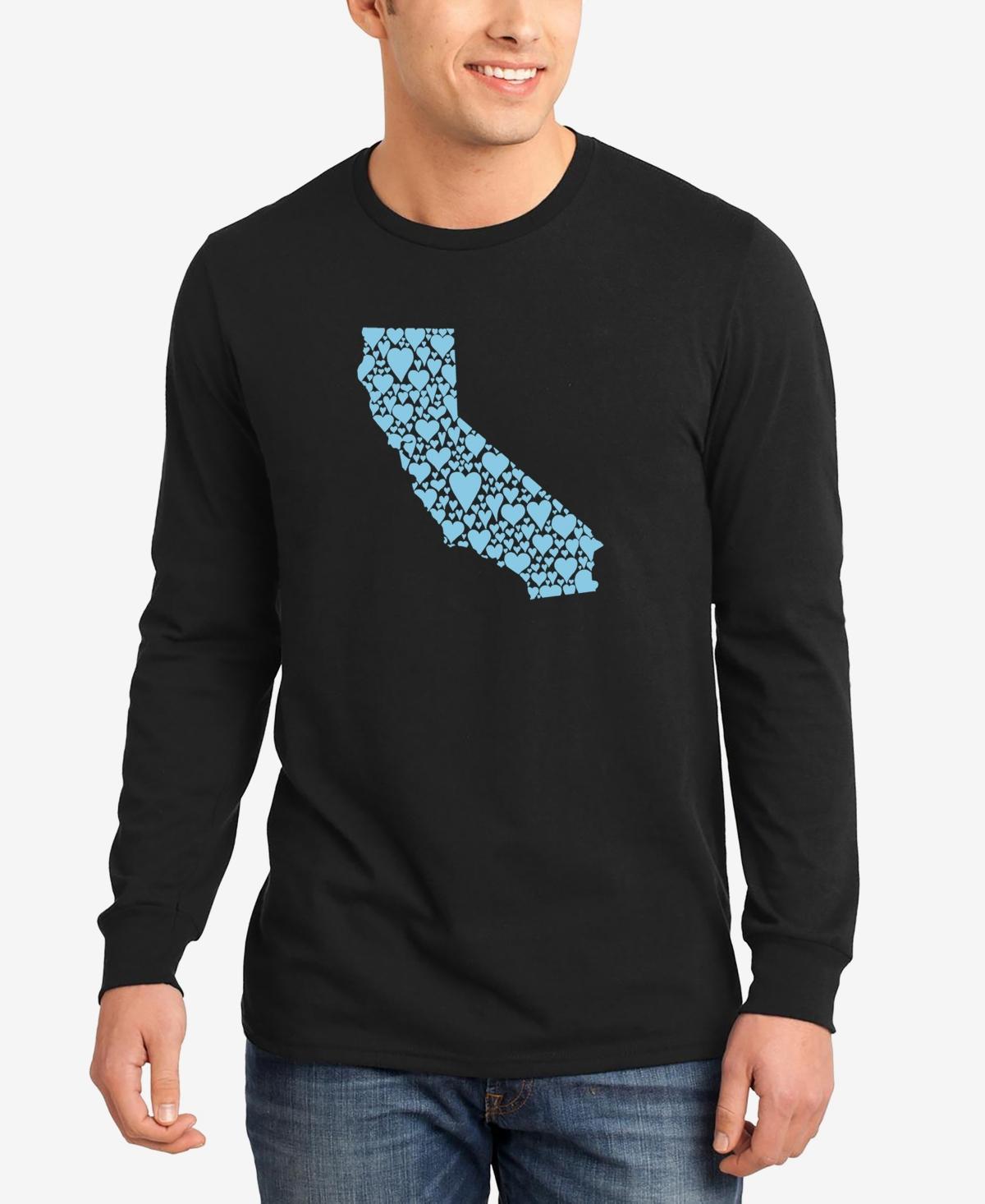 La Pop Art Mens California Hearts Word Art Long Sleeves T-shirt Product Image