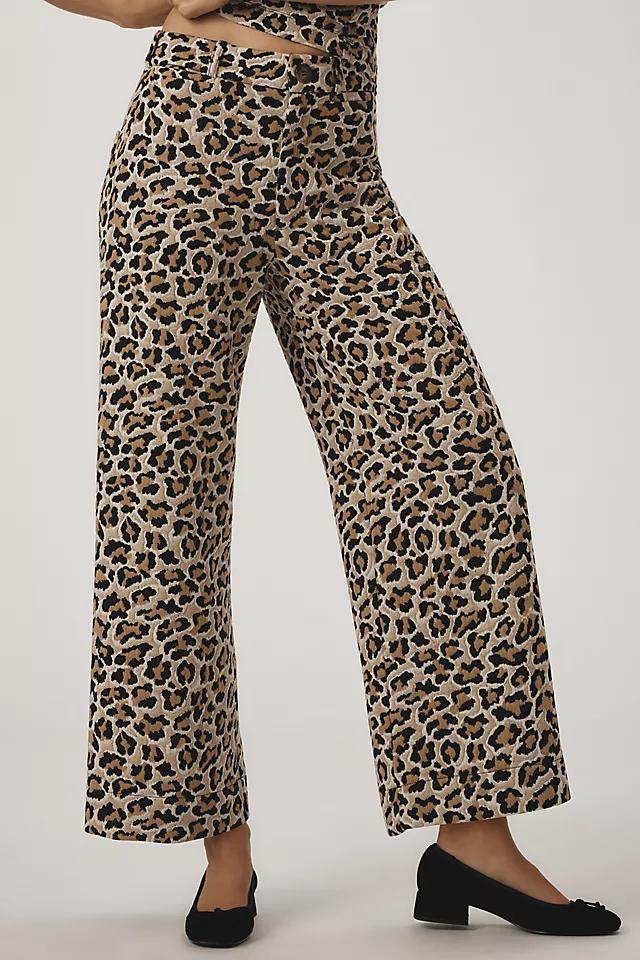 The Ettie High-Rise Crop Wide-Leg Pants by Maeve: Leopard Edition Product Image