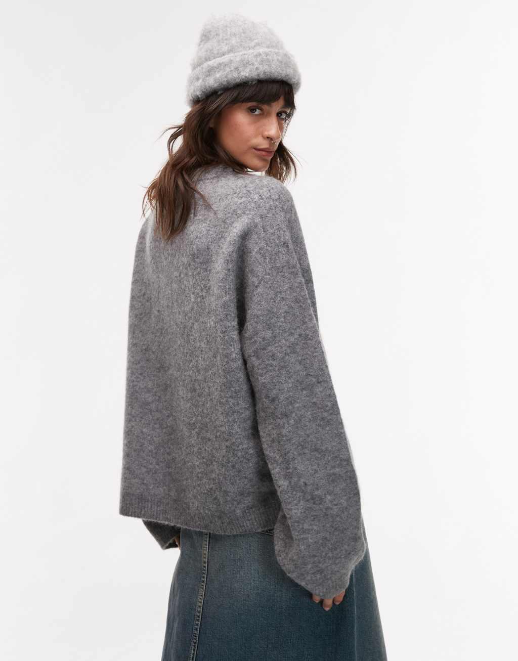 ARKET super soft alpaca wool blend relaxed sweater in gray Product Image