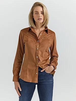 Women's Suede Rodeo Snap Shirt | Women's TOPS | Wrangler® product image