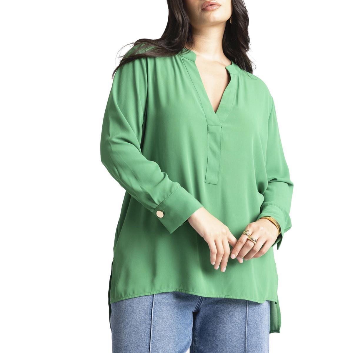 Eloquii Womens Mandarin Collar Tunic Product Image