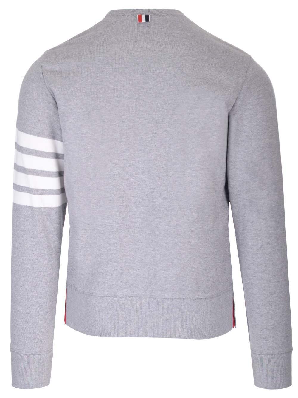 THOM BROWNE Cotton Jersey Logo Sweatshirt In Light Grey Product Image