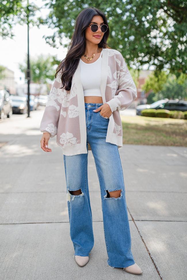 Trying Your Best Beige Floral Cardigan FINAL SALE Product Image