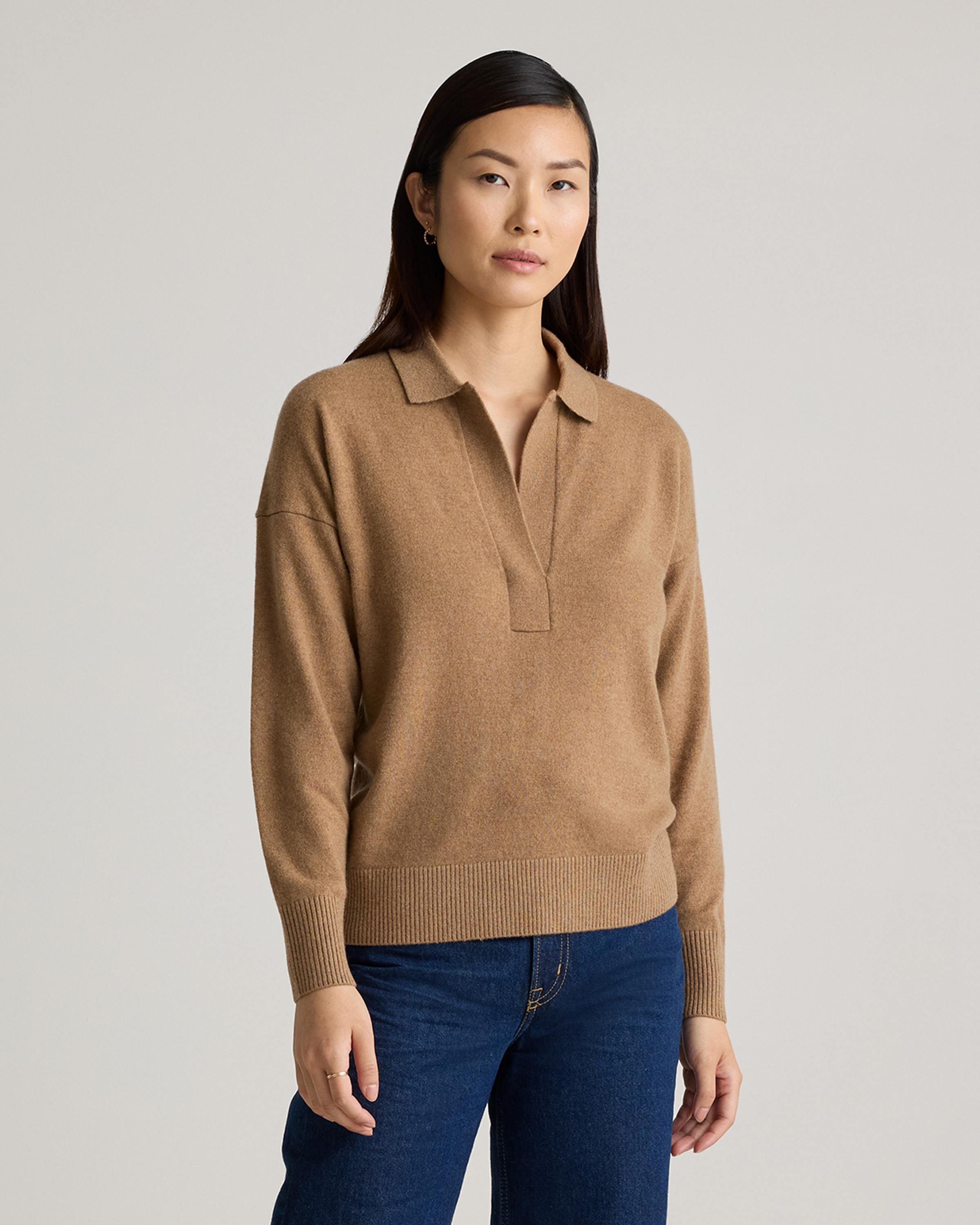 Women's Mongolian Cashmere Polo Sweater Product Image