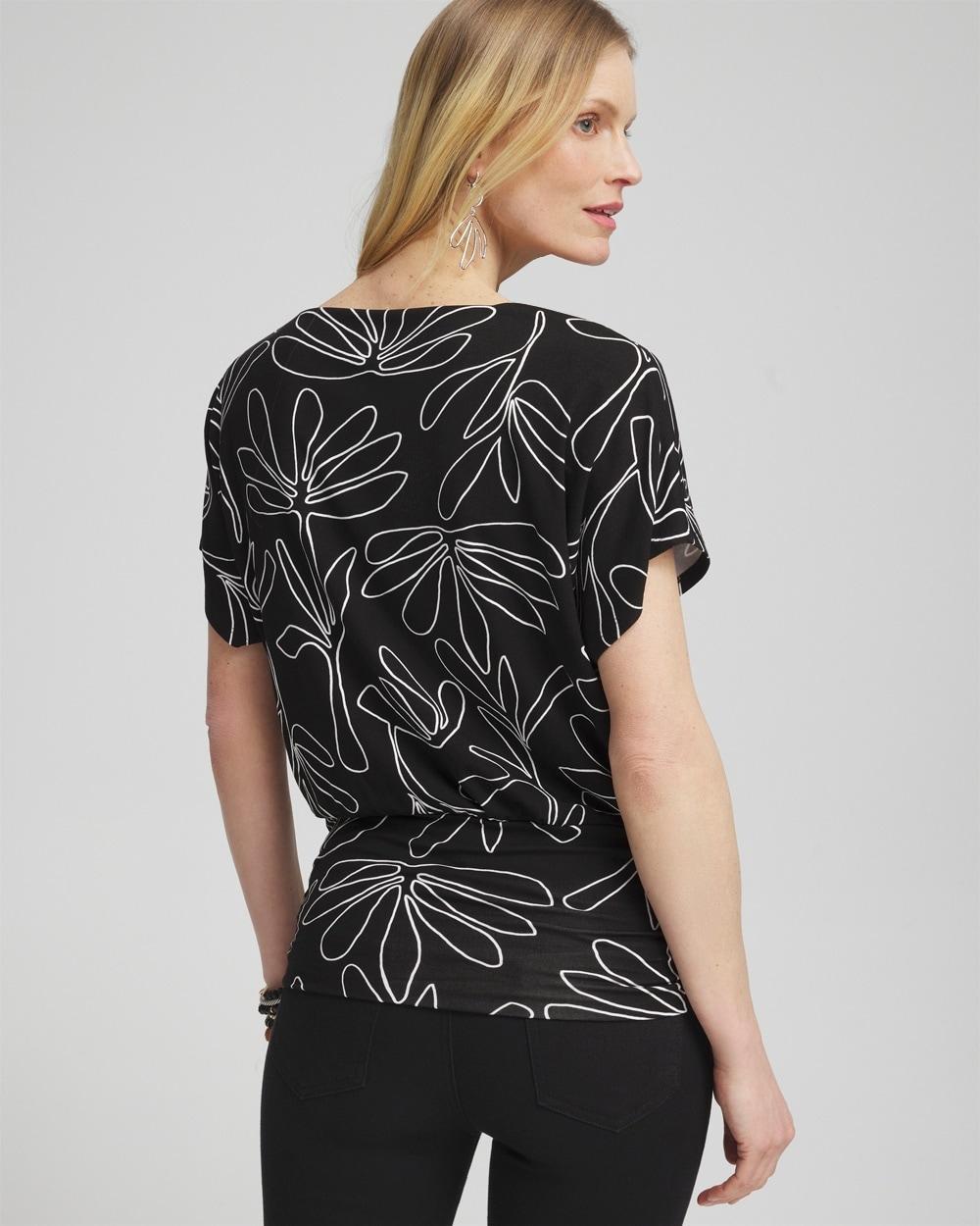 Touch of Cool™ Abstract Ruched Banded Hem Top Product Image