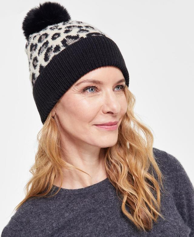 I.n.c. International Concepts Womens Leopard-Print Jacquard Beanie, Created for Macys Product Image