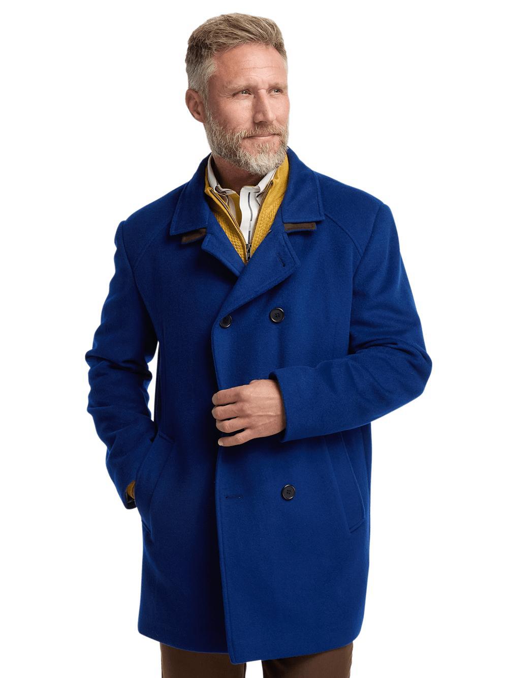 Wool Double Breasted Carcoat - Royal Blue Product Image