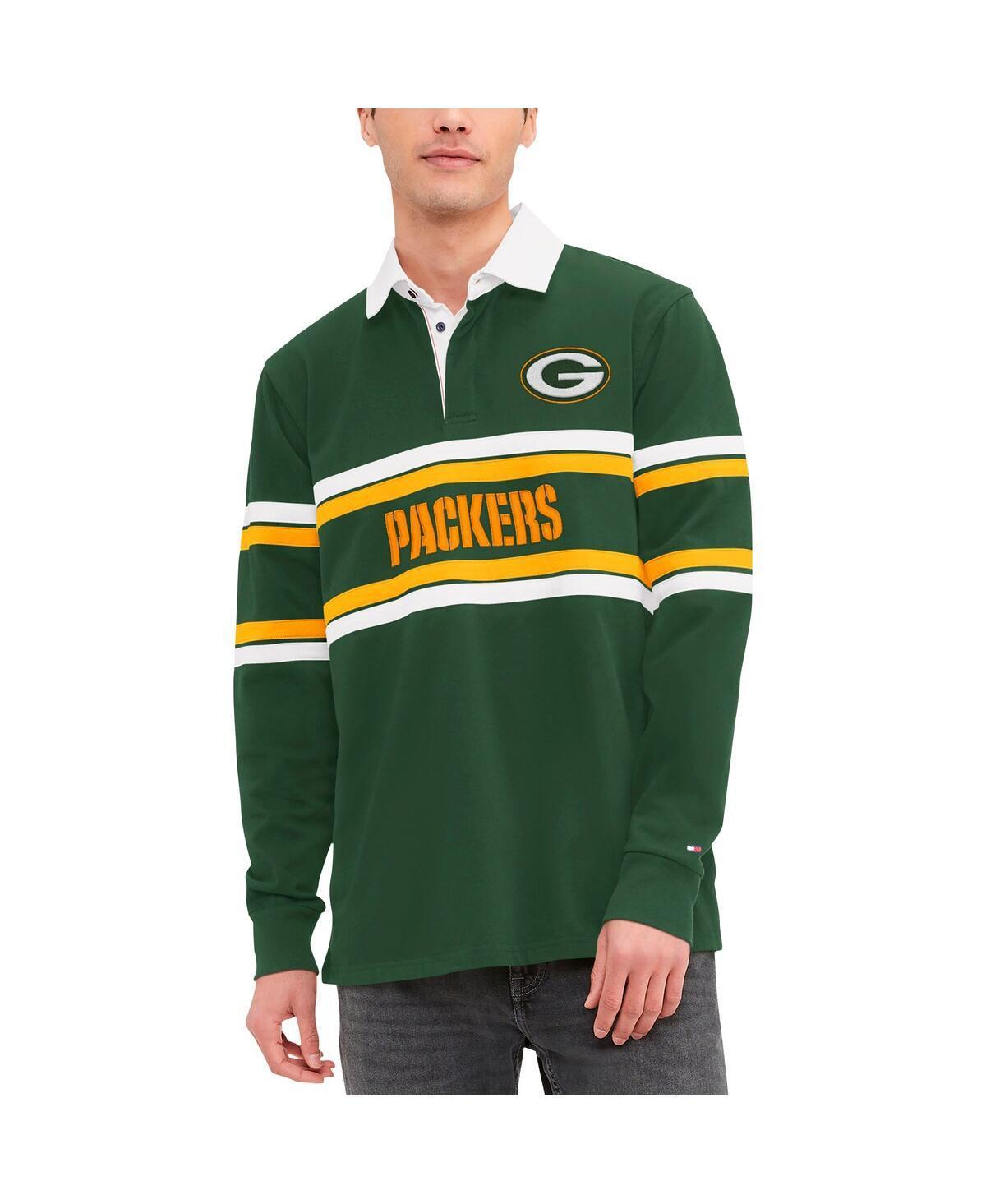 Tommy Hilfiger Mens Green Green Bay Packers Cory Varsity Rugby Long Sleeve T-Shirt - Green Product Image