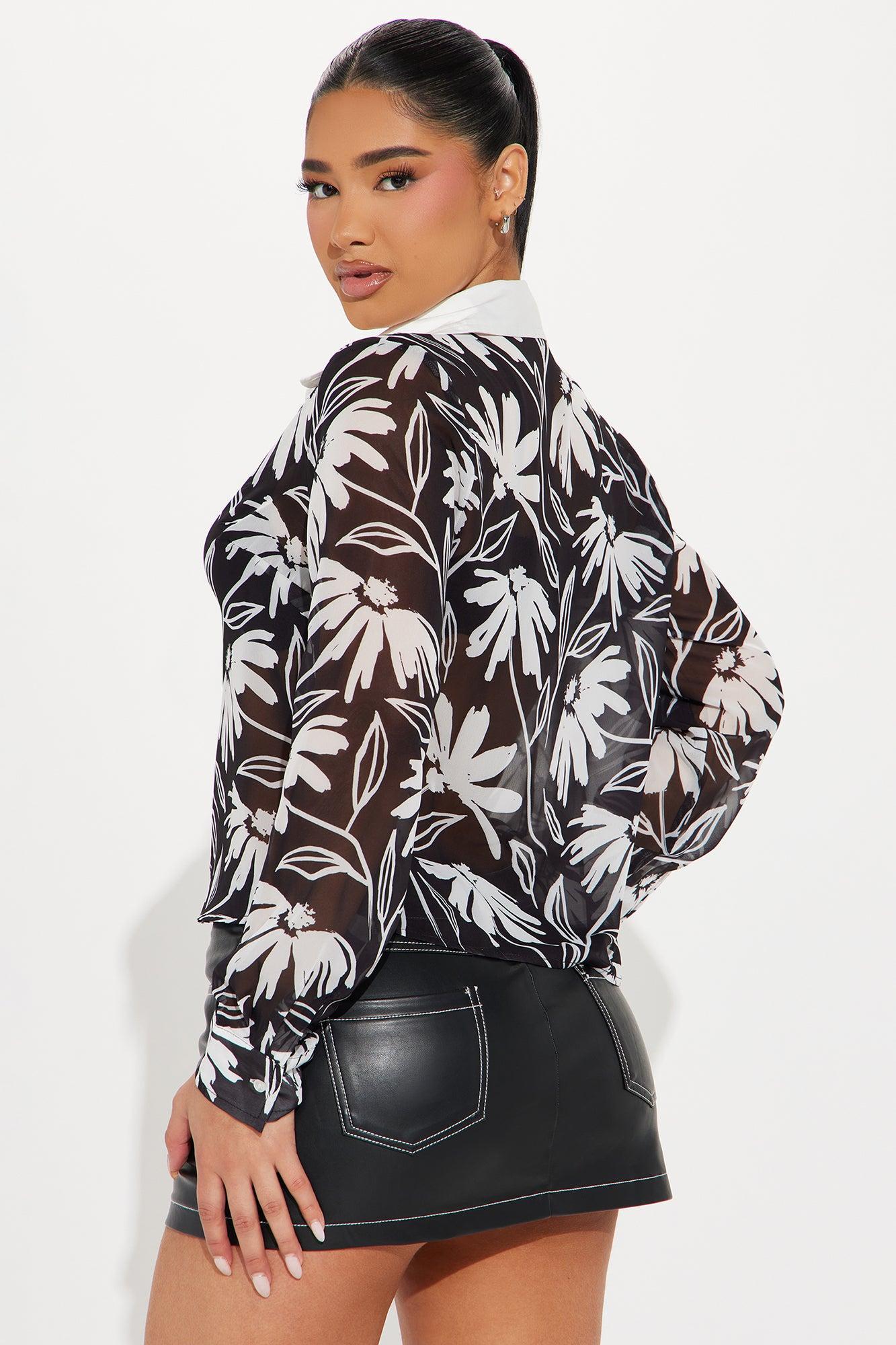 Kindra Floral Shirt - Black/White Product Image