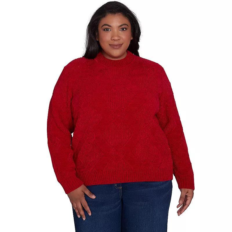 Plus Size Alfred Dunner Chenille Diamond Mockneck Sweater, Womens Product Image