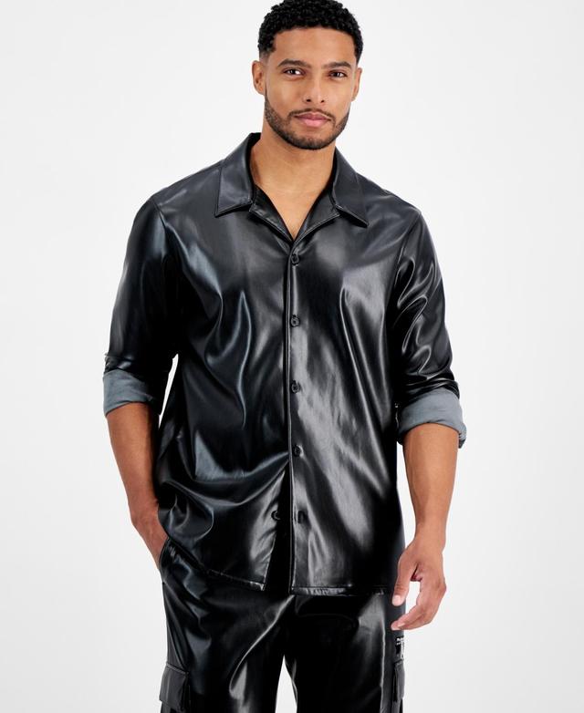 I.n.c. International Concepts Mens Jax Faux-Leather Shirt, Created for Macys Product Image