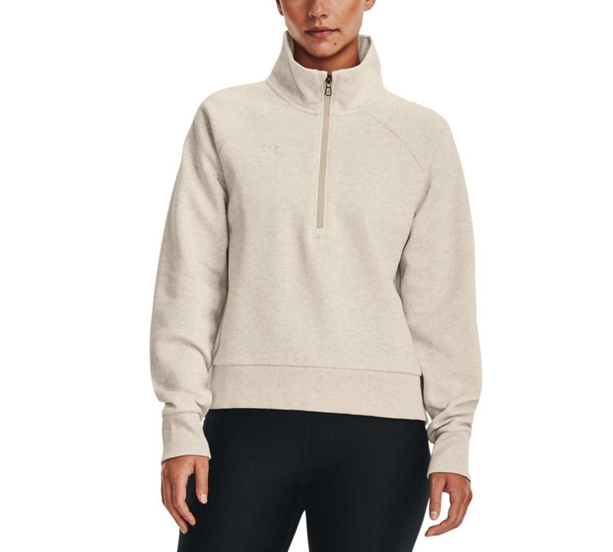 Womens Under Armour Rival Fleece Zip Top White Product Image