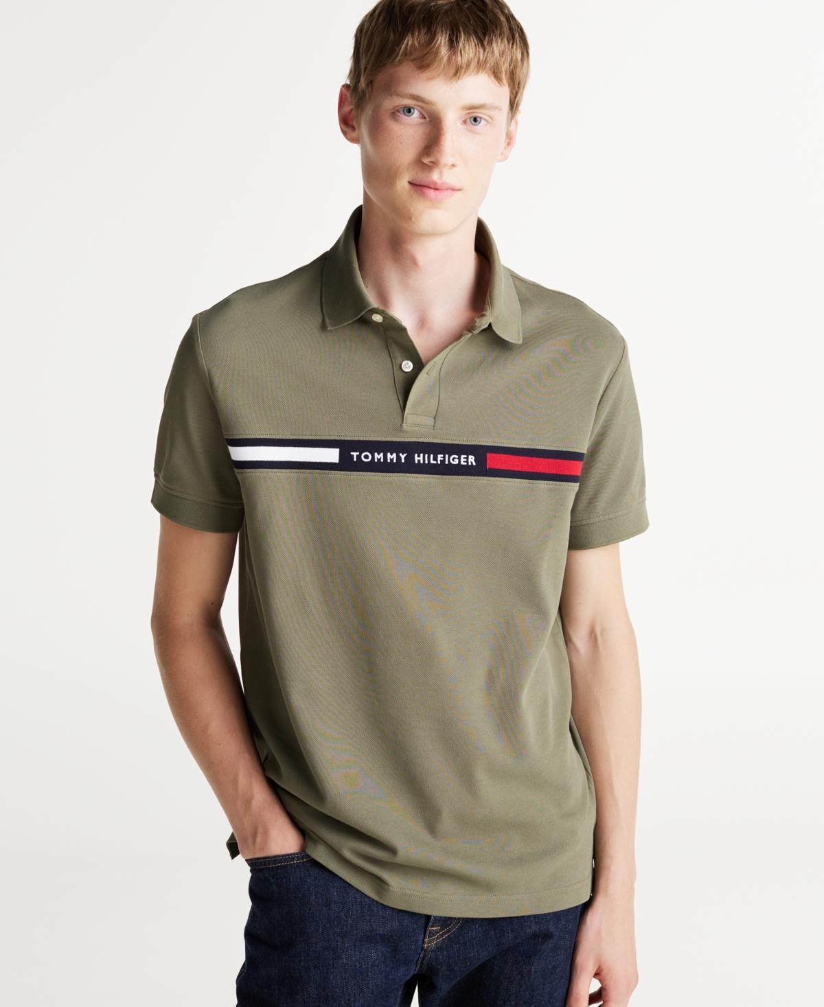 Tommy Hilfiger Mens Short Sleeve Embroidered Chest Stripe Polo Shirt Product Image