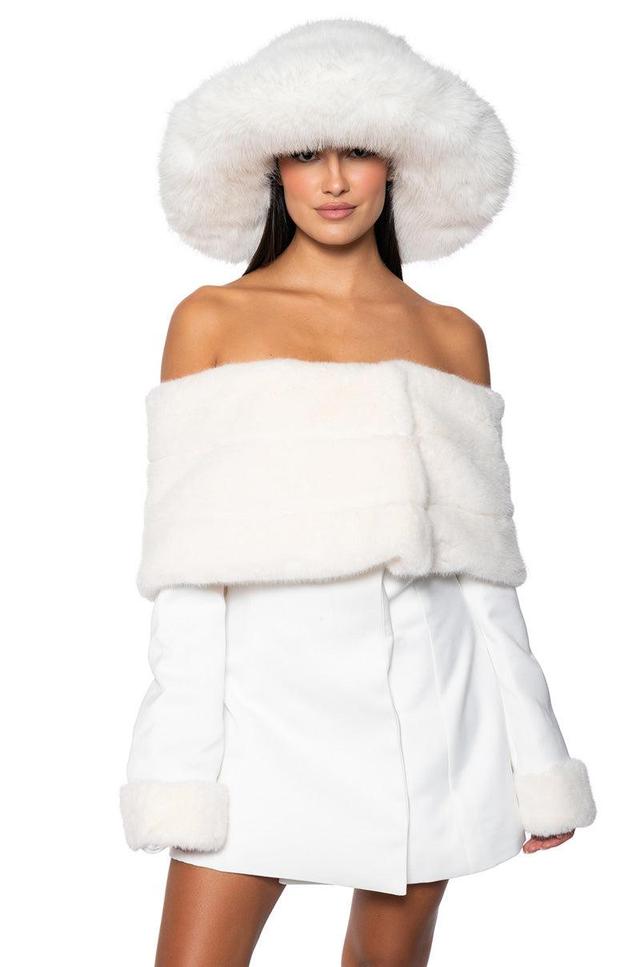 APRES SKI OFF SHOULDER FAUX FUR MINI DRESS Product Image