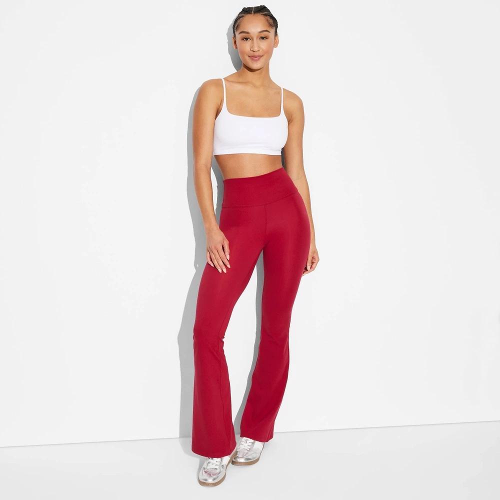 Womens Game Day High-Waisted ButterBliss Flare Leggings - Wild Fable Rose Red XL Product Image