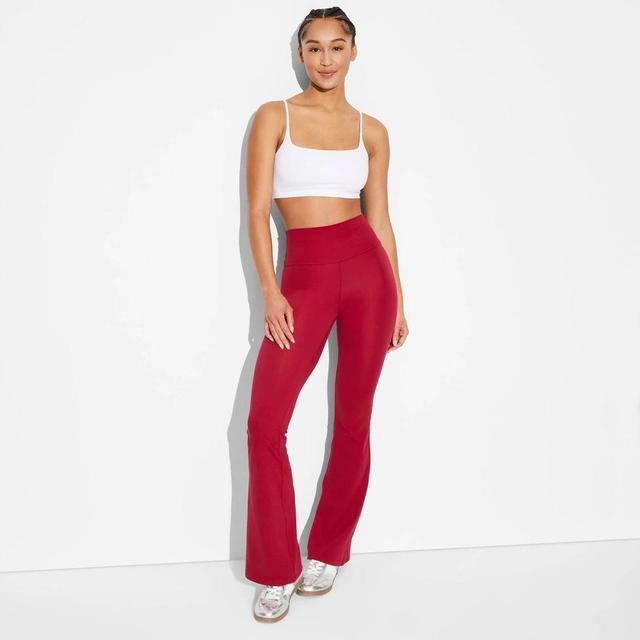 Womens Game Day High-Waisted ButterBliss Flare Leggings - Wild Fable Rose Red XL Product Image