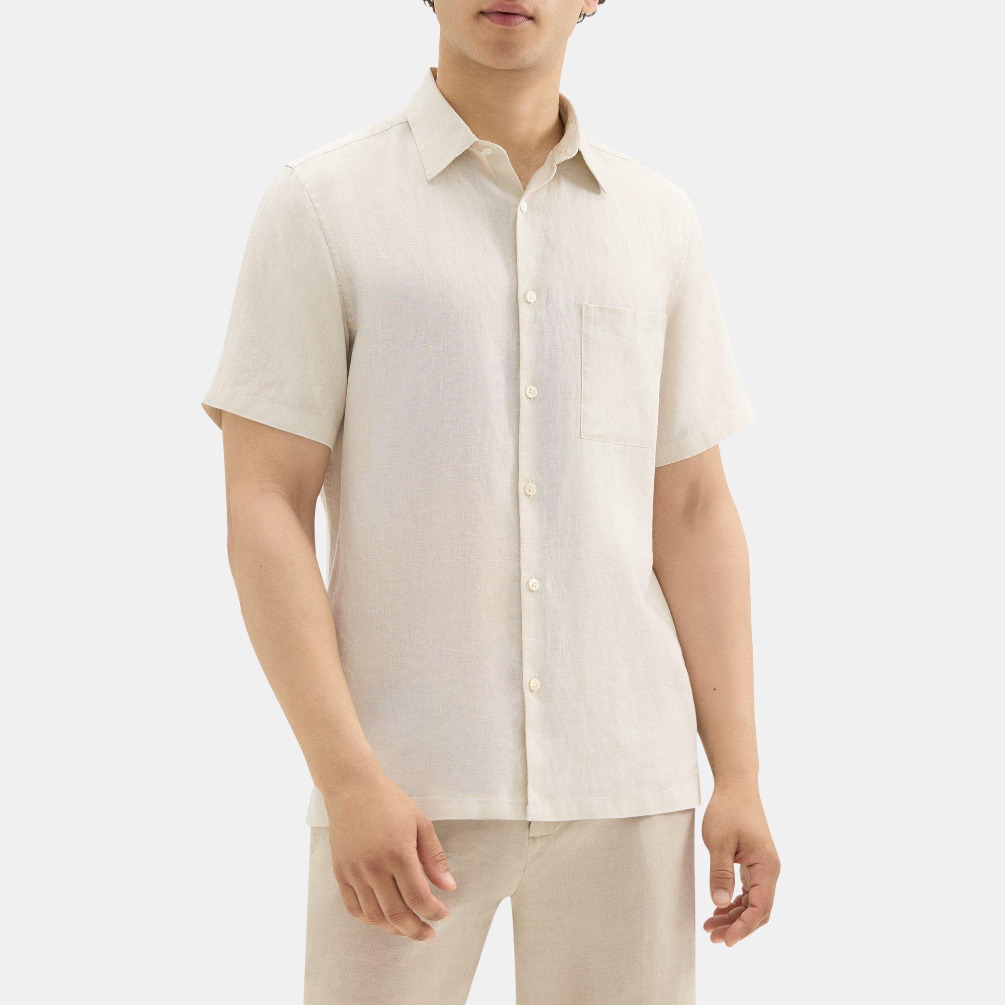 Linen Standard-Fit Short-Sleeve Shirt | Theory Outlet Product Image