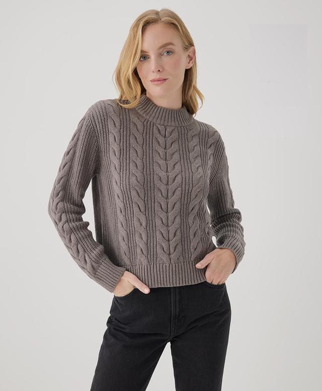 Womens Cable Knit Crew Sweater M Product Image