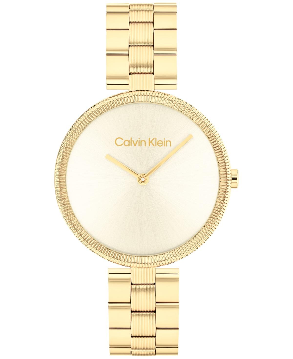 Calvin Klein Womens Gleam Gold-Tone Stainless Steel Bracelet Watch 32mm - Gold Product Image