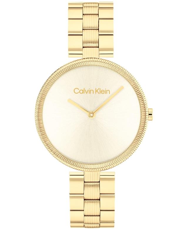 Calvin Klein Womens Gleam Gold-Tone Stainless Steel Bracelet Watch 32mm - Gold Product Image