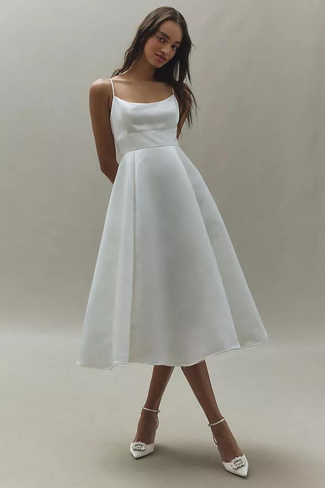 BHLDN Scoop-Neck Fit & Flare Satin Midi Dress Product Image