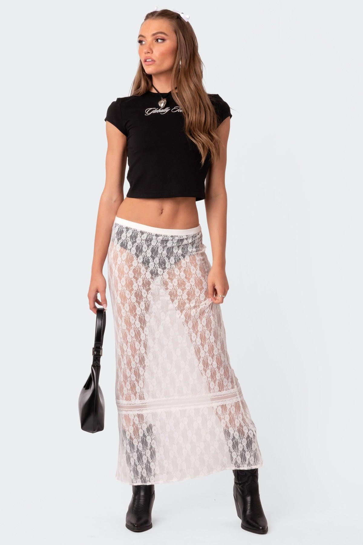 Sandra Sheer Lace Maxi Skirt Product Image