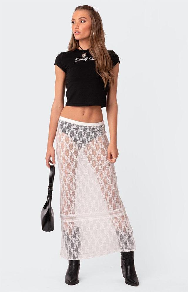 Edikted Womens Sandra Sheer Lace Maxi Skirt Product Image