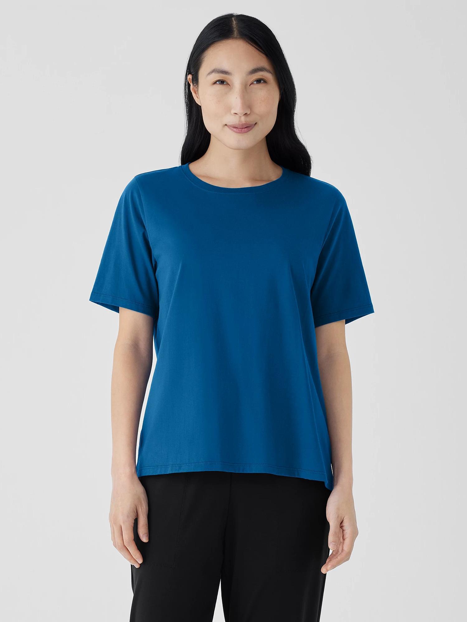 EILEEN FISHER Organic Pima Cotton Jersey Round Neck Teefemale Product Image