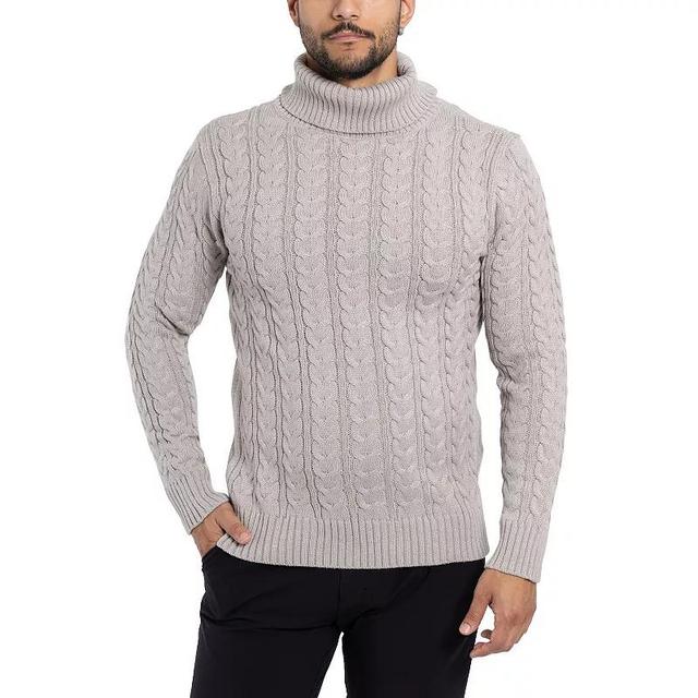 Mens Xray Cable Knit Turtleneck Sweater Brown Product Image