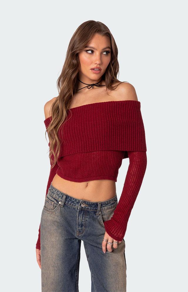 Edikted Women's Lili Fold Over Knit Top Product Image