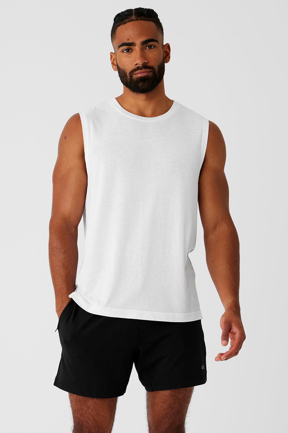 Sports Club Palms Muscle Tank - White/Black Male Product Image