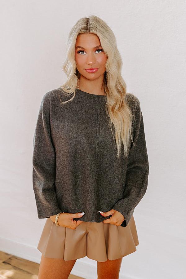 Cafe Social Knit Sweater Top in Charcoal Product Image