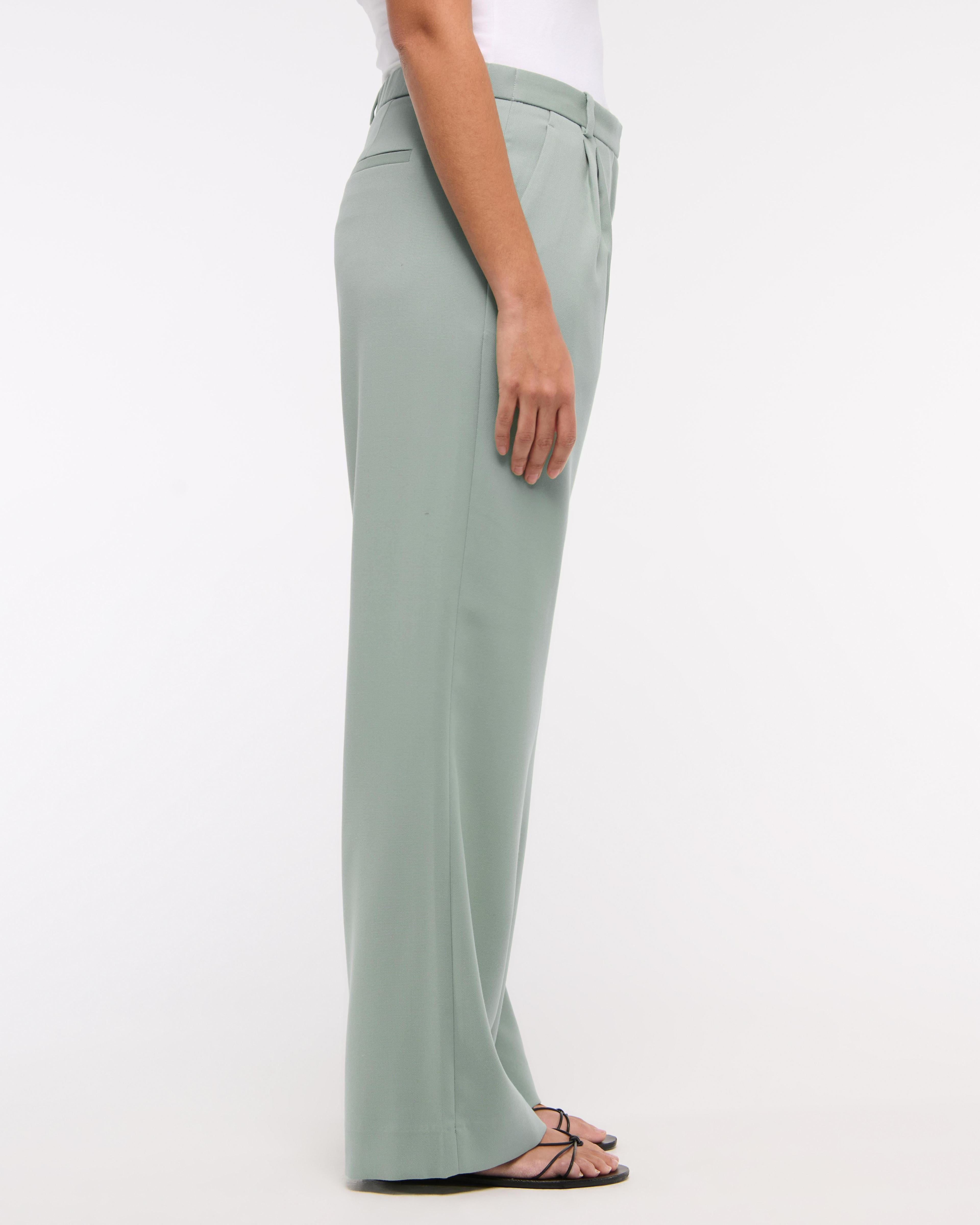 Curve Love A&F Sloane Low Rise Tailored Wide Leg Pant Product Image