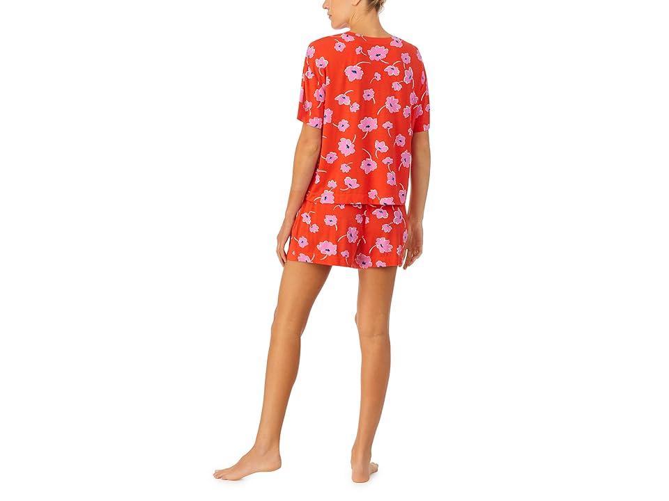 Sanctuary Short Sleeve Boxy Tee Boxer PJ Set (Red Floral) Women's Pajama Sets Product Image