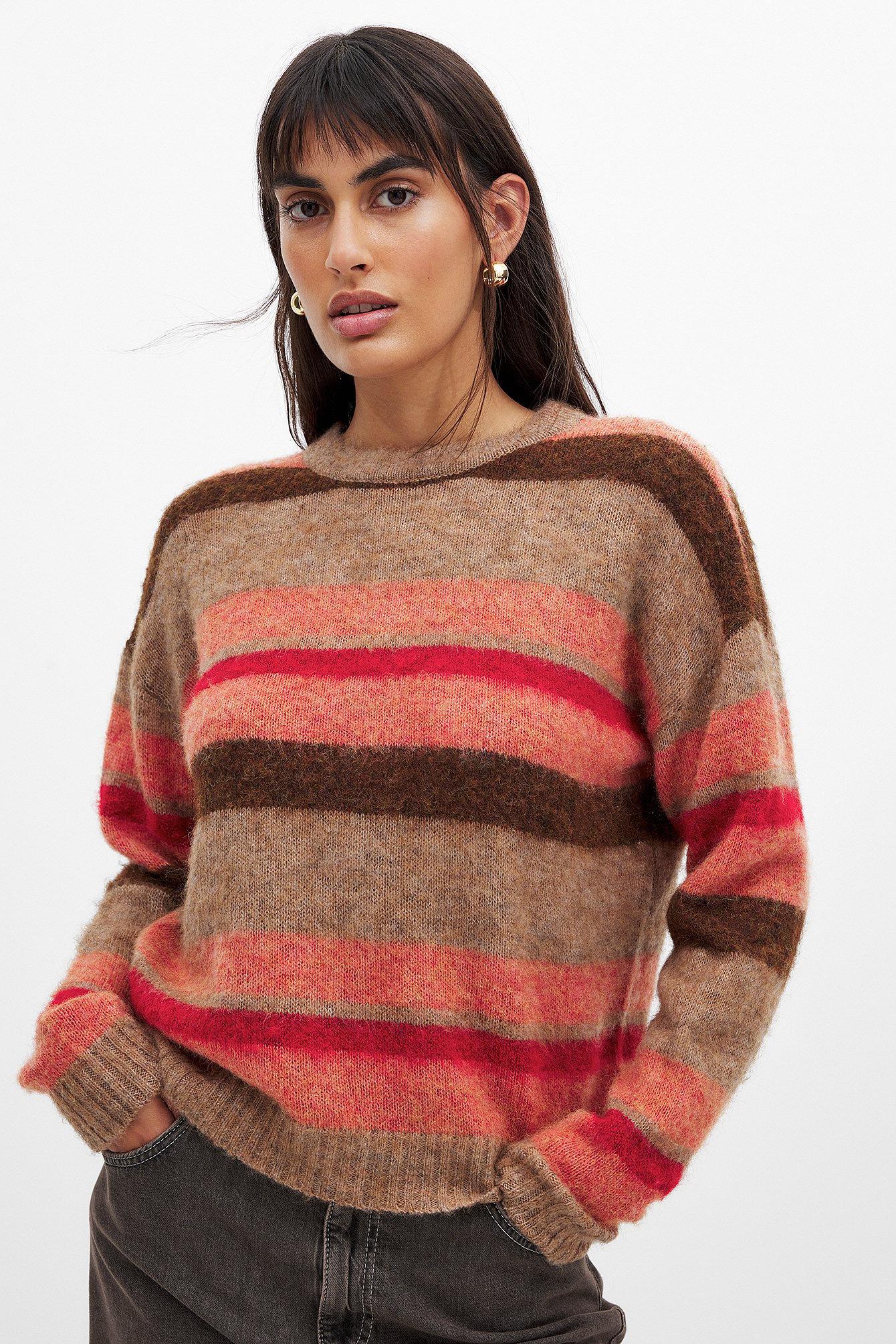 Striped Knitted Round Neck Sweater Product Image